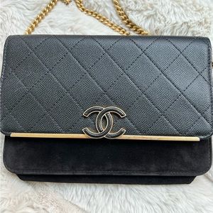🛑SOLD🛑Chanel Lady Coco Flap Bag Quilted Caviar and Suede Small